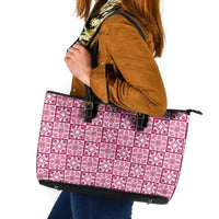 Akala Palaka Quilt Hawaii Leather Tote Bag Hawaiian Tropical Monstera Sea Turtle