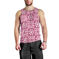 Akala Palaka Quilt Hawaii Men Tank Top Hawaiian Tropical Monstera Sea Turtle
