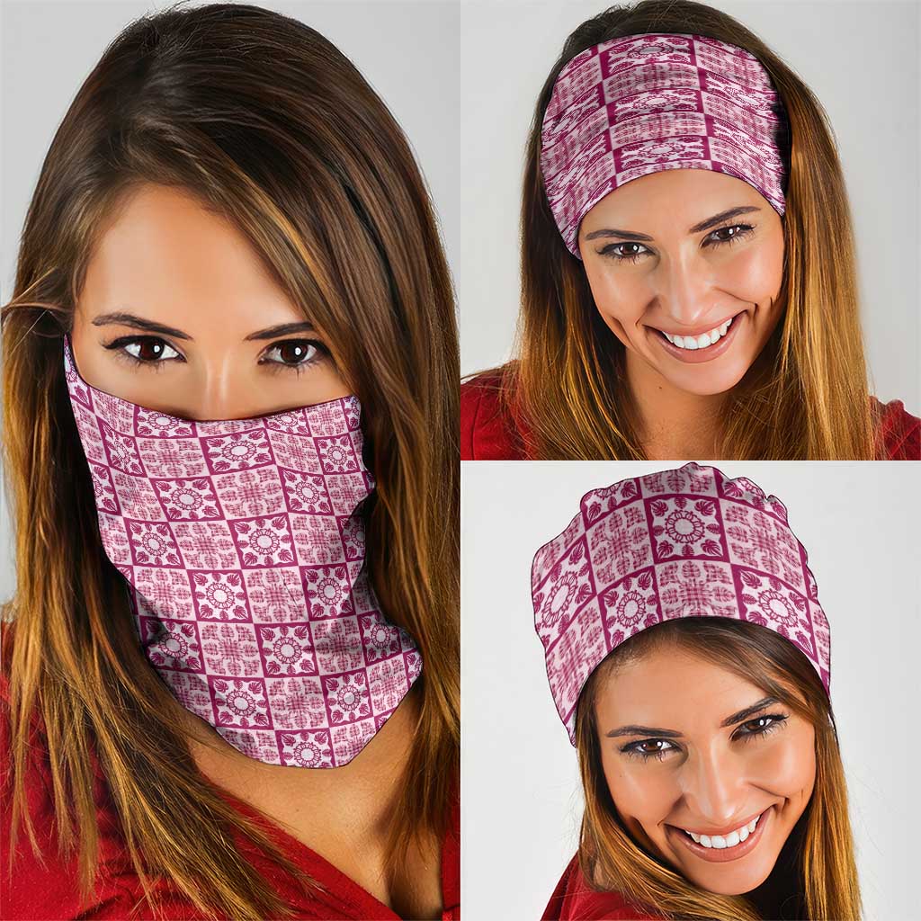 Akala Palaka Quilt Hawaii Neck Gaiter Hawaiian Tropical Monstera Sea Turtle LT14 - Polynesian Pride