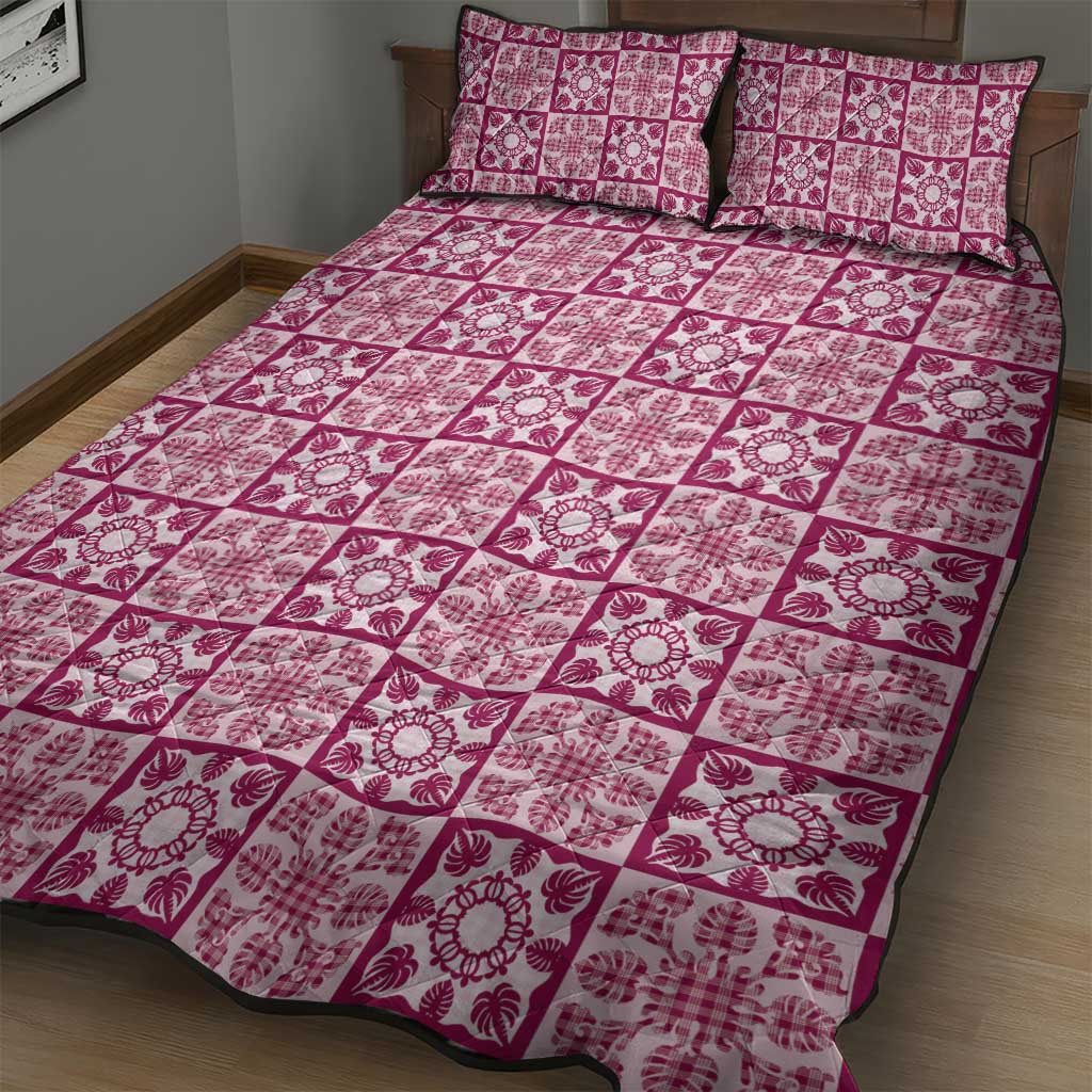 Akala Palaka Quilt Hawaii Quilt Bed Set Hawaiian Tropical Monstera Sea Turtle