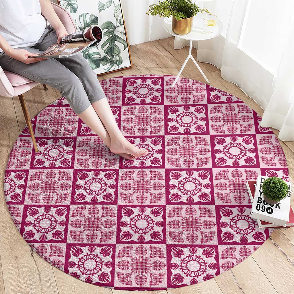 Akala Palaka Quilt Hawaii Round Carpet Hawaiian Tropical Monstera Sea Turtle LT14 - Polynesian Pride