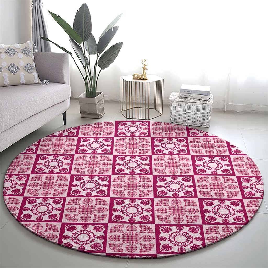 Akala Palaka Quilt Hawaii Round Carpet Hawaiian Tropical Monstera Sea Turtle LT14 - Polynesian Pride