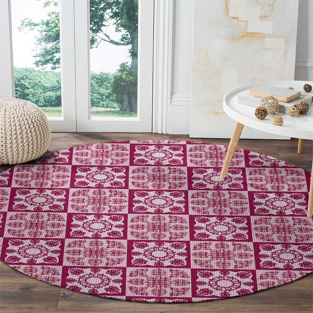 Akala Palaka Quilt Hawaii Round Carpet Hawaiian Tropical Monstera Sea Turtle LT14 - Polynesian Pride