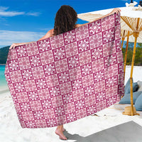 Akala Palaka Quilt Hawaii Sarong Hawaiian Tropical Monstera Sea Turtle LT14 One Size 44 x 66 inches Pink - Polynesian Pride