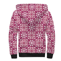 Akala Palaka Quilt Hawaii Sherpa Hoodie Hawaiian Tropical Monstera Sea Turtle