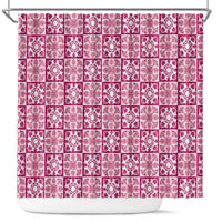 Akala Palaka Quilt Hawaii Shower Curtain Hawaiian Tropical Monstera Sea Turtle