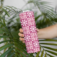 Akala Palaka Quilt Hawaii Skinny Tumbler Hawaiian Tropical Monstera Sea Turtle