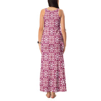 Akala Palaka Quilt Hawaii Tank Maxi Dress Hawaiian Tropical Monstera Sea Turtle
