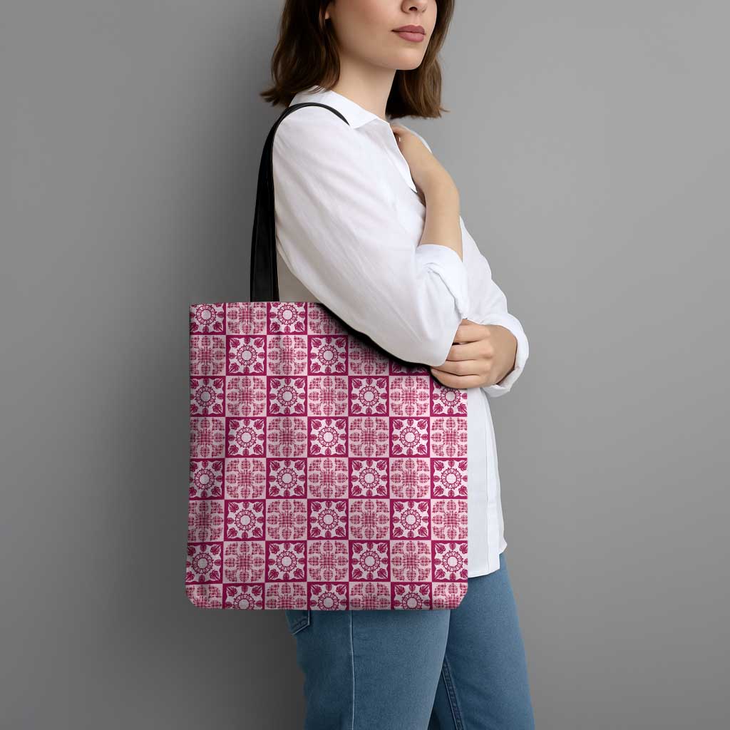 Akala Palaka Quilt Hawaii Tote Bag Hawaiian Tropical Monstera Sea Turtle