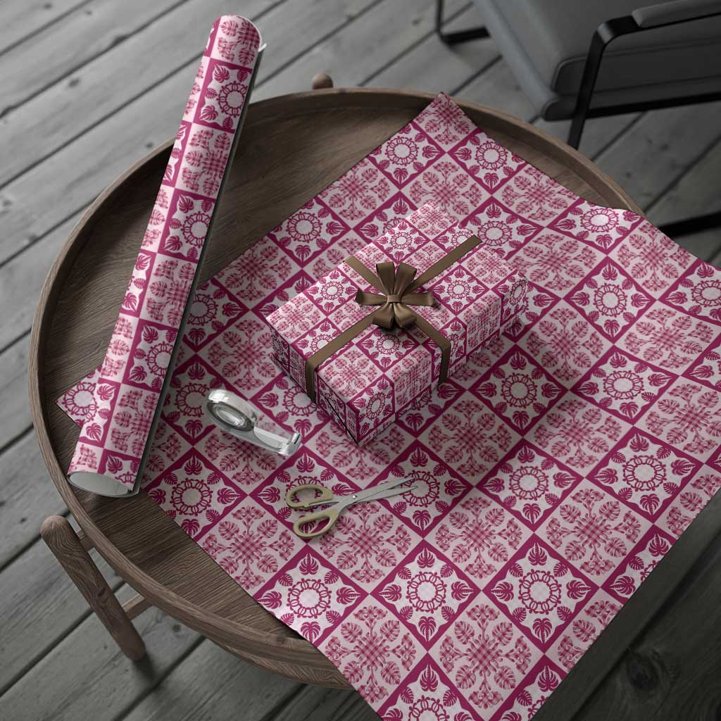 Akala Palaka Quilt Hawaii Wrapping Paper Hawaiian Tropical Monstera Sea Turtle LT14 - Polynesian Pride