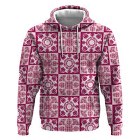 Akala Palaka Quilt Hawaii Zip Hoodie Hawaiian Tropical Monstera Sea Turtle