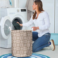 Beige Palaka Quilt Hawaii Laundry Basket Hawaiian Tropical Monstera Sea Turtle LT14 - Polynesian Pride