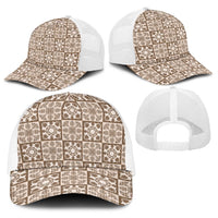 Beige Palaka Quilt Hawaii Baseball Net Cap Hawaiian Tropical Monstera Sea Turtle LT14 - Polynesian Pride