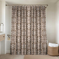 Beige Palaka Quilt Hawaii Bathroom Set Hawaiian Tropical Monstera Sea Turtle LT14 Shower Curtain Only Beige - Polynesian Pride