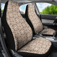 Beige Palaka Quilt Hawaii Car Seat Cover Hawaiian Tropical Monstera Sea Turtle LT14 - Polynesian Pride