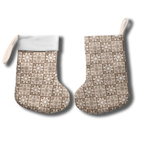 Beige Palaka Quilt Hawaii Christmas Stocking Hawaiian Tropical Monstera Sea Turtle LT14 - Polynesian Pride