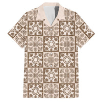 Beige Palaka Quilt Hawaii Family Matching Long Sleeve Bodycon Dress and Hawaiian Shirt Hawaiian Tropical Monstera Sea Turtle