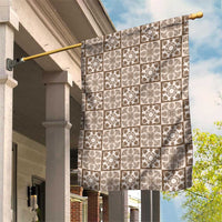 Beige Palaka Quilt Hawaii Garden Flag Hawaiian Tropical Monstera Sea Turtle