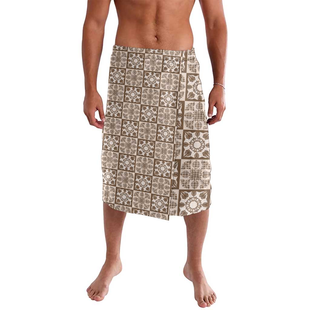 Beige Palaka Quilt Hawaii Lavalava Hawaiian Tropical Monstera Sea Turtle
