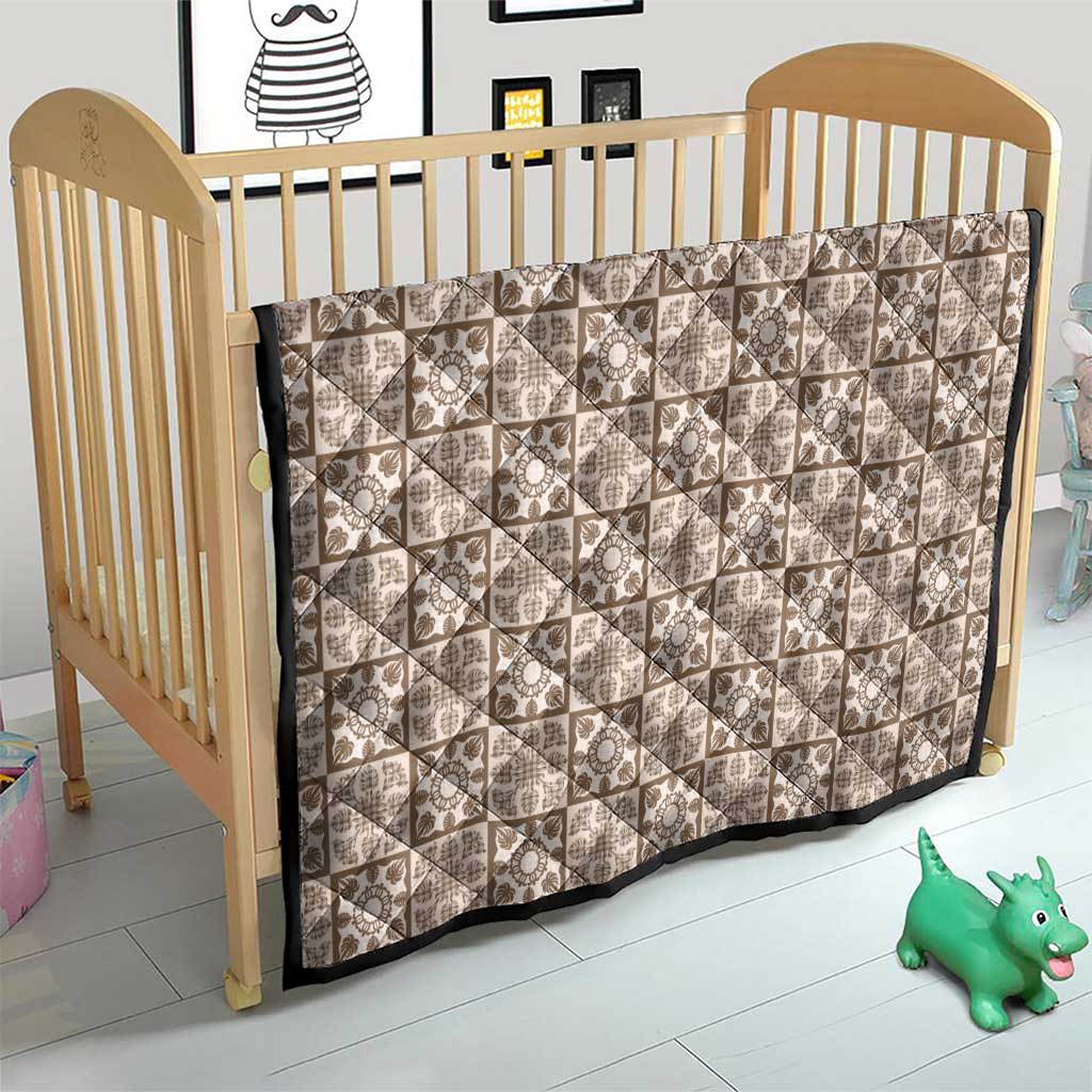 Beige Palaka Quilt Hawaii Quilt Hawaiian Tropical Monstera Sea Turtle