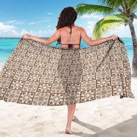 Beige Palaka Quilt Hawaii Sarong Hawaiian Tropical Monstera Sea Turtle LT14 - Polynesian Pride