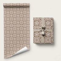 Beige Palaka Quilt Hawaii Wrapping Paper Hawaiian Tropical Monstera Sea Turtle