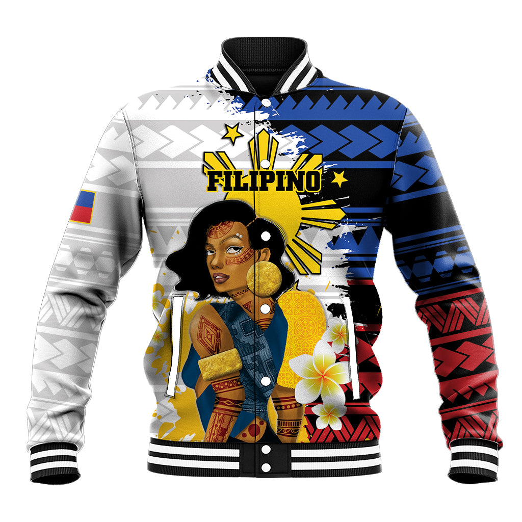 Personalised Philippines Women's Day Baseball Jacket Filipino Golden Sun With Polynesian Pattern LT14 Unisex Red - Polynesian Pride