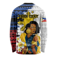 Personalised Philippines Women's Day Long Sleeve Shirt Filipino Golden Sun With Polynesian Pattern LT14 - Polynesian Pride