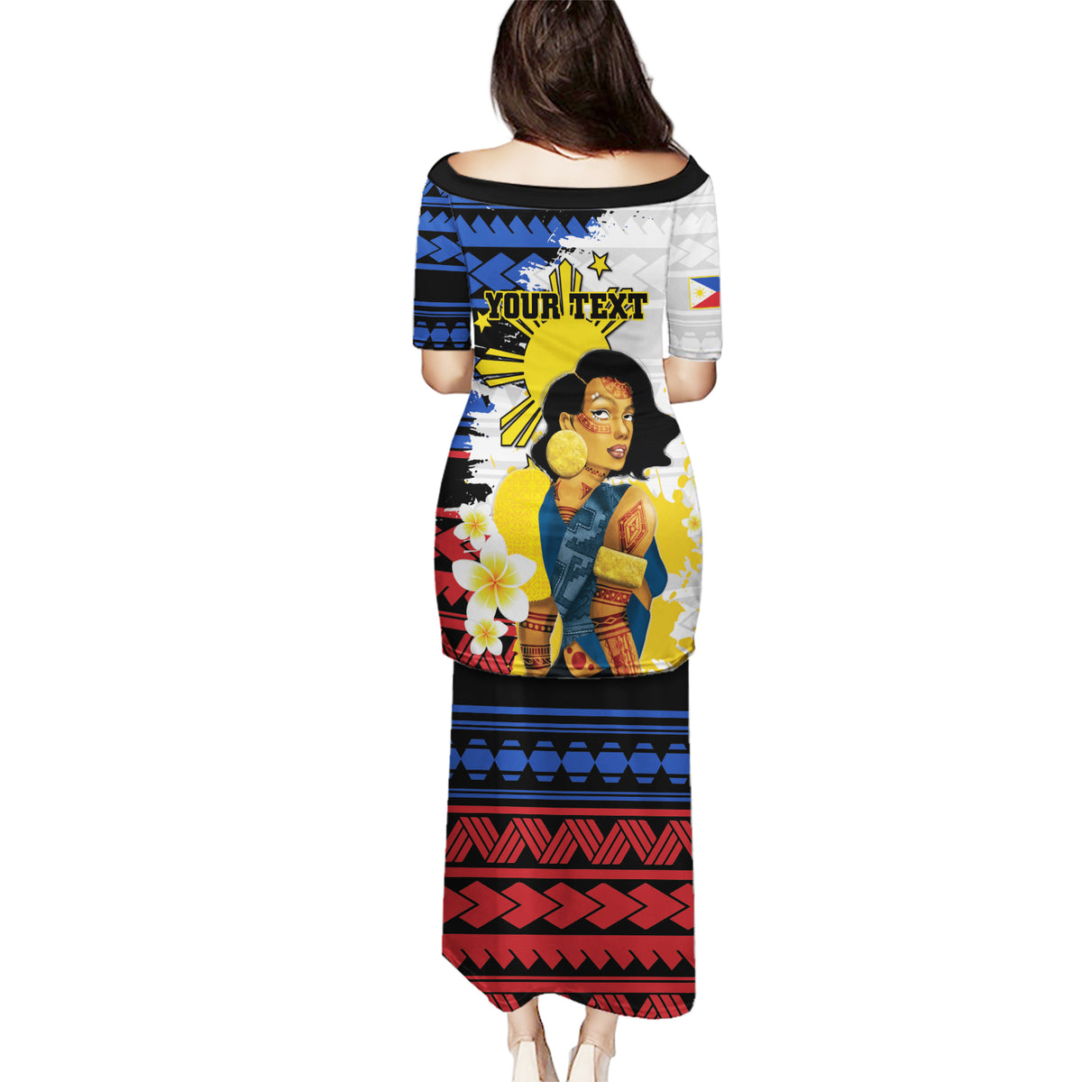 Personalised Philippines Women's Day Puletasi Filipino Golden Sun With Polynesian Pattern LT14 - Polynesian Pride