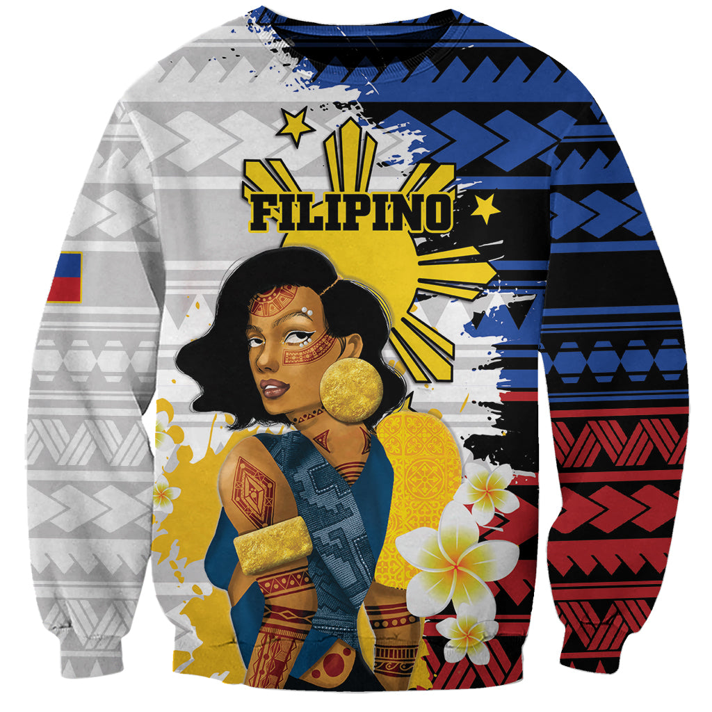 Personalised Philippines Women's Day Sweatshirt Filipino Golden Sun With Polynesian Pattern LT14 Unisex Red - Polynesian Pride