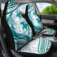 Cyan Polynesia Car Seat Cover Polynesian Turtle Shark Tattoo Tropical Vintage