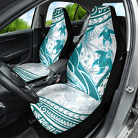 Cyan Polynesia Car Seat Cover Polynesian Turtle Shark Tattoo Tropical Vintage