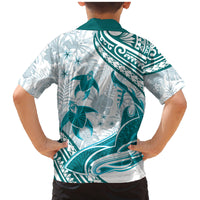 Cyan Polynesia Family Matching Mermaid Dress and Hawaiian Shirt Polynesian Turtle Shark Tattoo Tropical Vintage LT14 - Polynesian Pride