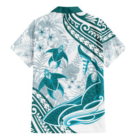 Cyan Polynesia Family Matching Mermaid Dress and Hawaiian Shirt Polynesian Turtle Shark Tattoo Tropical Vintage LT14 - Polynesian Pride