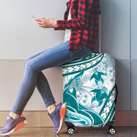 Cyan Polynesia Luggage Cover Polynesian Turtle Shark Tattoo Tropical Vintage LT14 - Polynesian Pride