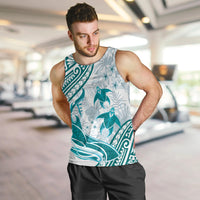 Cyan Polynesia Men Tank Top Polynesian Turtle Shark Tattoo Tropical Vintage LT14 Cyan - Polynesian Pride