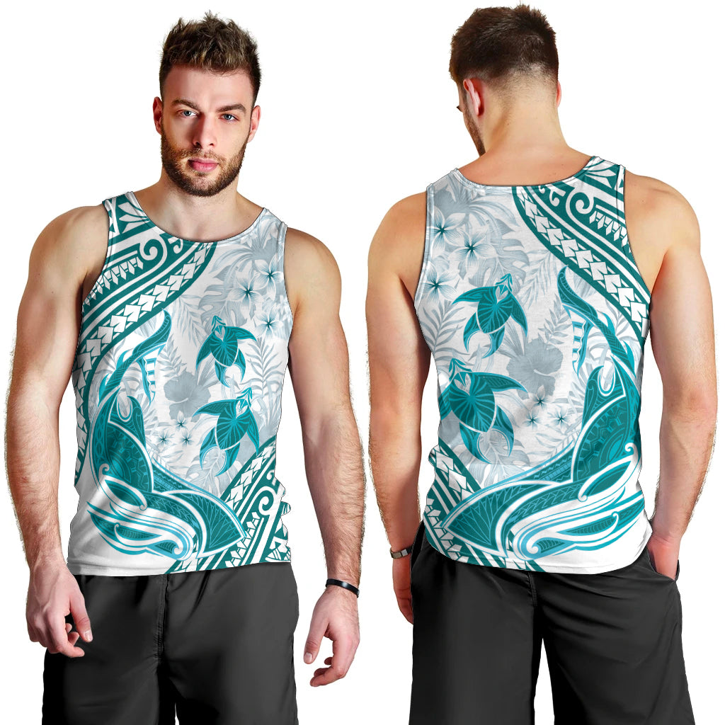 Cyan Polynesia Men Tank Top Polynesian Turtle Shark Tattoo Tropical Vintage LT14 - Polynesian Pride