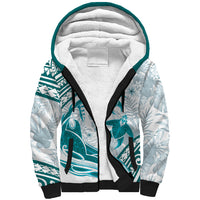 Cyan Polynesia Sherpa Hoodie Polynesian Turtle Shark Tattoo Tropical Vintage LT14 Unisex Cyan - Polynesian Pride