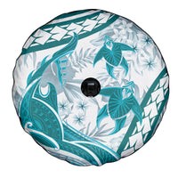 Cyan Polynesia Spare Tire Cover Polynesian Turtle Shark Tattoo Tropical Vintage