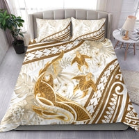 Gold Polynesia Bedding Set Polynesian Turtle Shark Tattoo Tropical Vintage