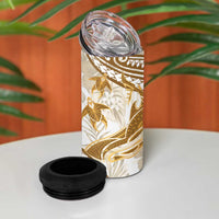 Gold Polynesia 4 in 1 Can Cooler Tumbler Polynesian Turtle Shark Tattoo Tropical Vintage