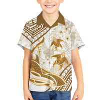 Gold Polynesia Family Matching Puletasi and Hawaiian Shirt Polynesian Turtle Shark Tattoo Tropical Vintage LT14 Son's Shirt Gold - Polynesian Pride