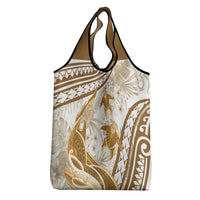 Gold Polynesia Grocery Bag Polynesian Turtle Shark Tattoo Tropical Vintage