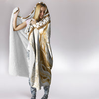 Gold Polynesia Hooded Blanket Polynesian Turtle Shark Tattoo Tropical Vintage LT14 - Polynesian Pride
