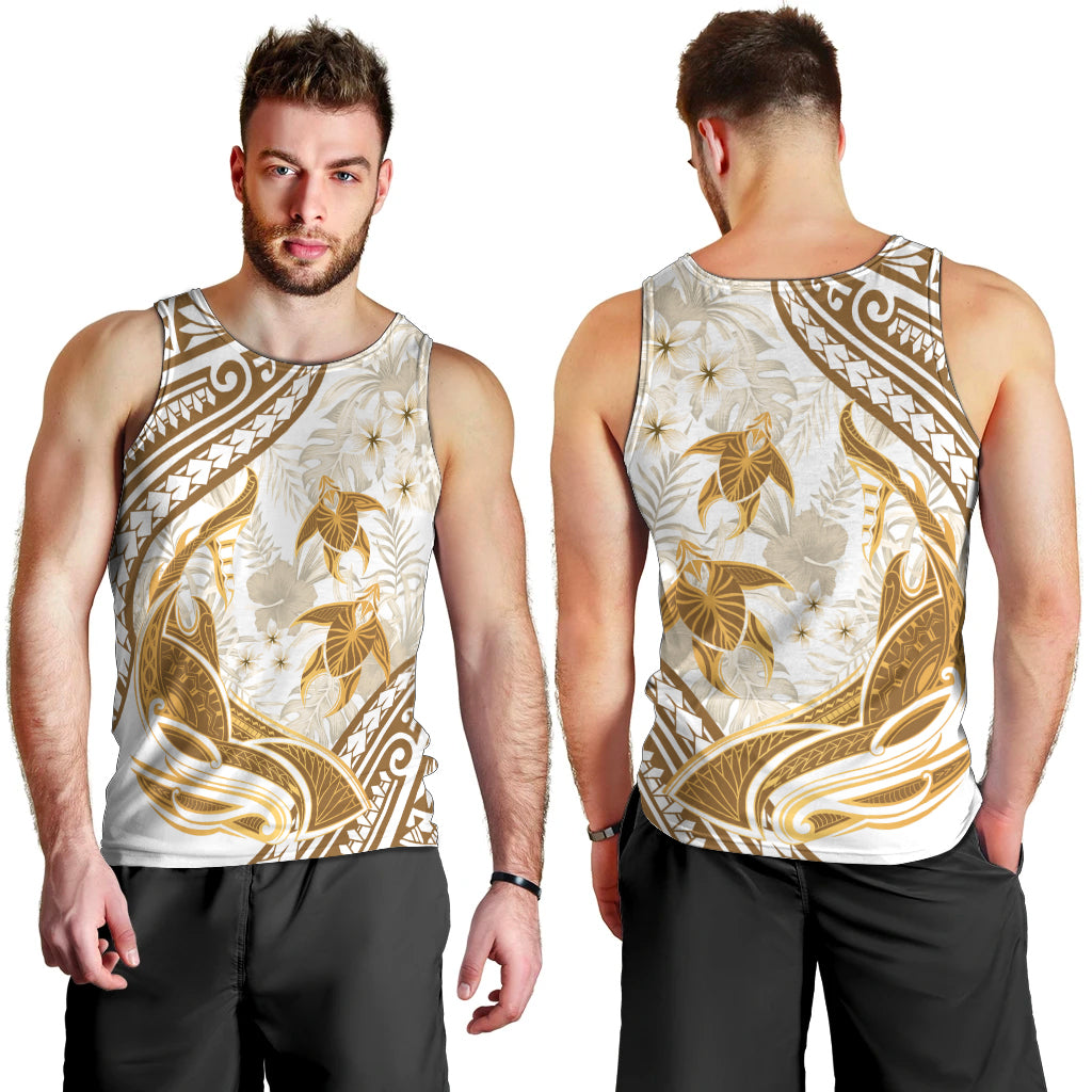 Gold Polynesia Men Tank Top Polynesian Turtle Shark Tattoo Tropical Vintage LT14 - Polynesian Pride