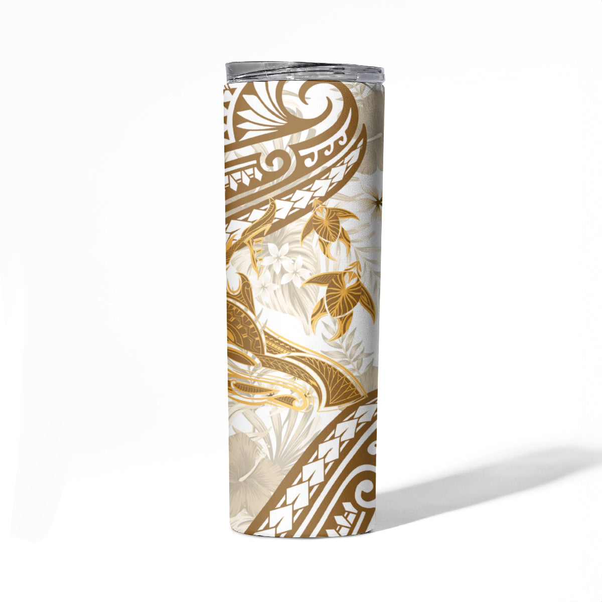 Gold Polynesia Skinny Tumbler Polynesian Turtle Shark Tattoo Tropical Vintage