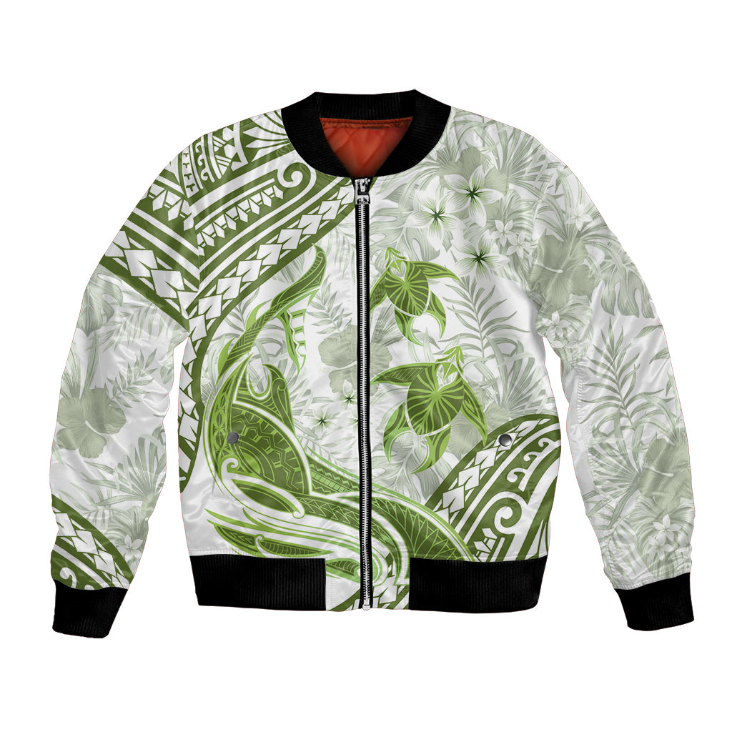 Lime Green Polynesia Bomber Jacket Polynesian Turtle Shark Tattoo Tropical Vintage LT14 Unisex Lime Green - Polynesian Pride