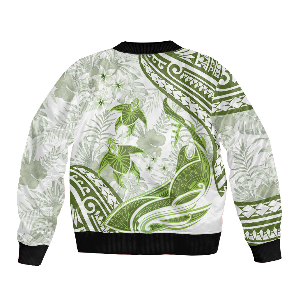 Lime Green Polynesia Bomber Jacket Polynesian Turtle Shark Tattoo Tropical Vintage LT14 - Polynesian Pride