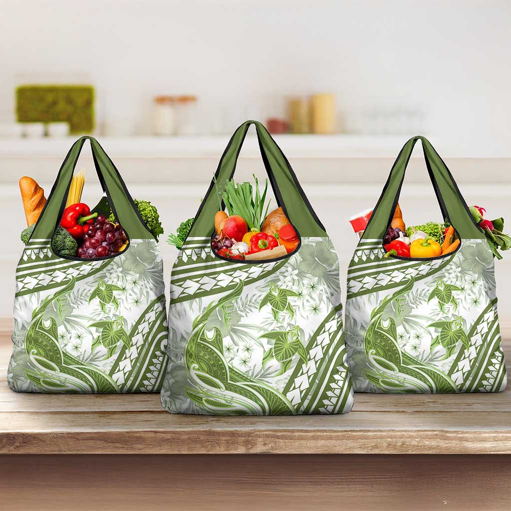 Lime Green Polynesia Grocery Bag Polynesian Turtle Shark Tattoo Tropical Vintage