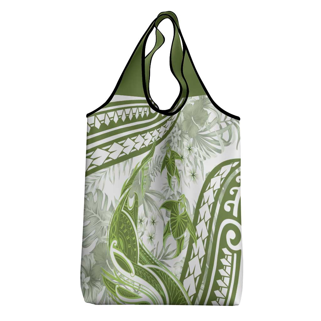 Lime Green Polynesia Grocery Bag Polynesian Turtle Shark Tattoo Tropical Vintage